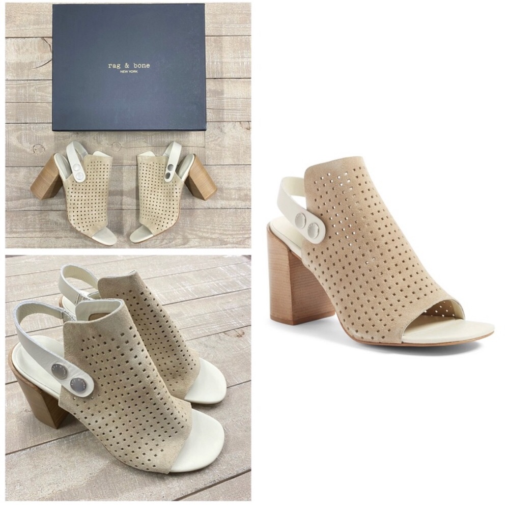 Rag & Bone Leigh Sandal in Stucco Perforated Suede